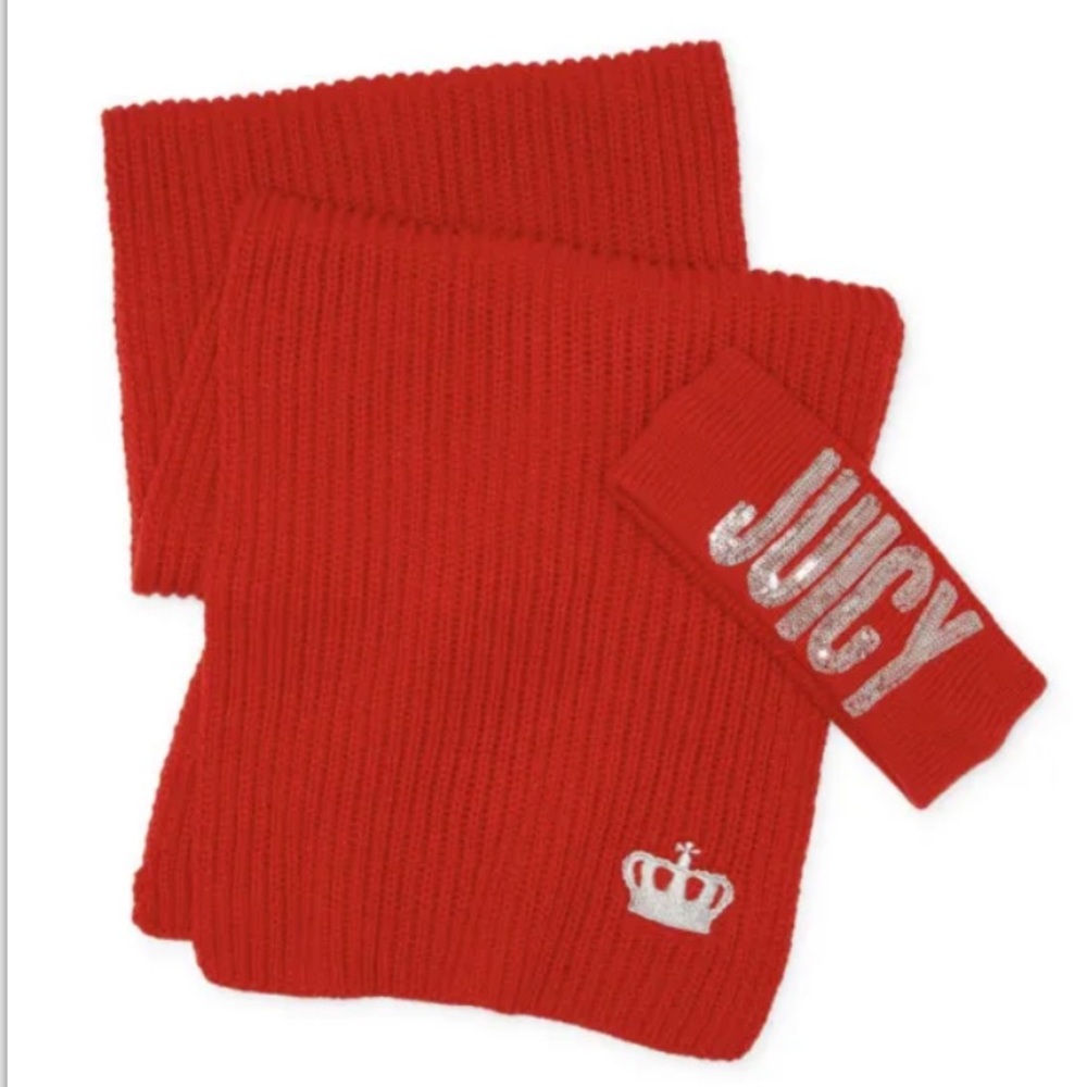 NEW Juicy By Juicy Couture Logo Scarf And Headband 2-pc. Cold Weather Set RED